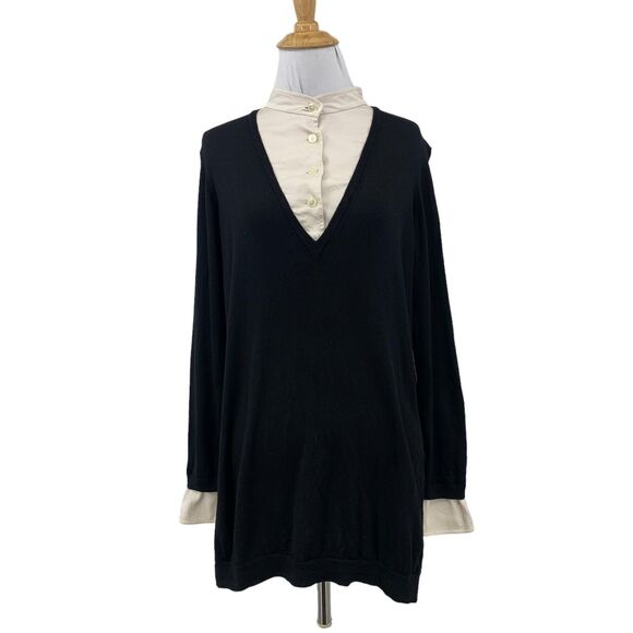 St John Sweater Womens M Medium Wool Silk Blend Contrast Layered Twofer *READ - Picture 1 of 11